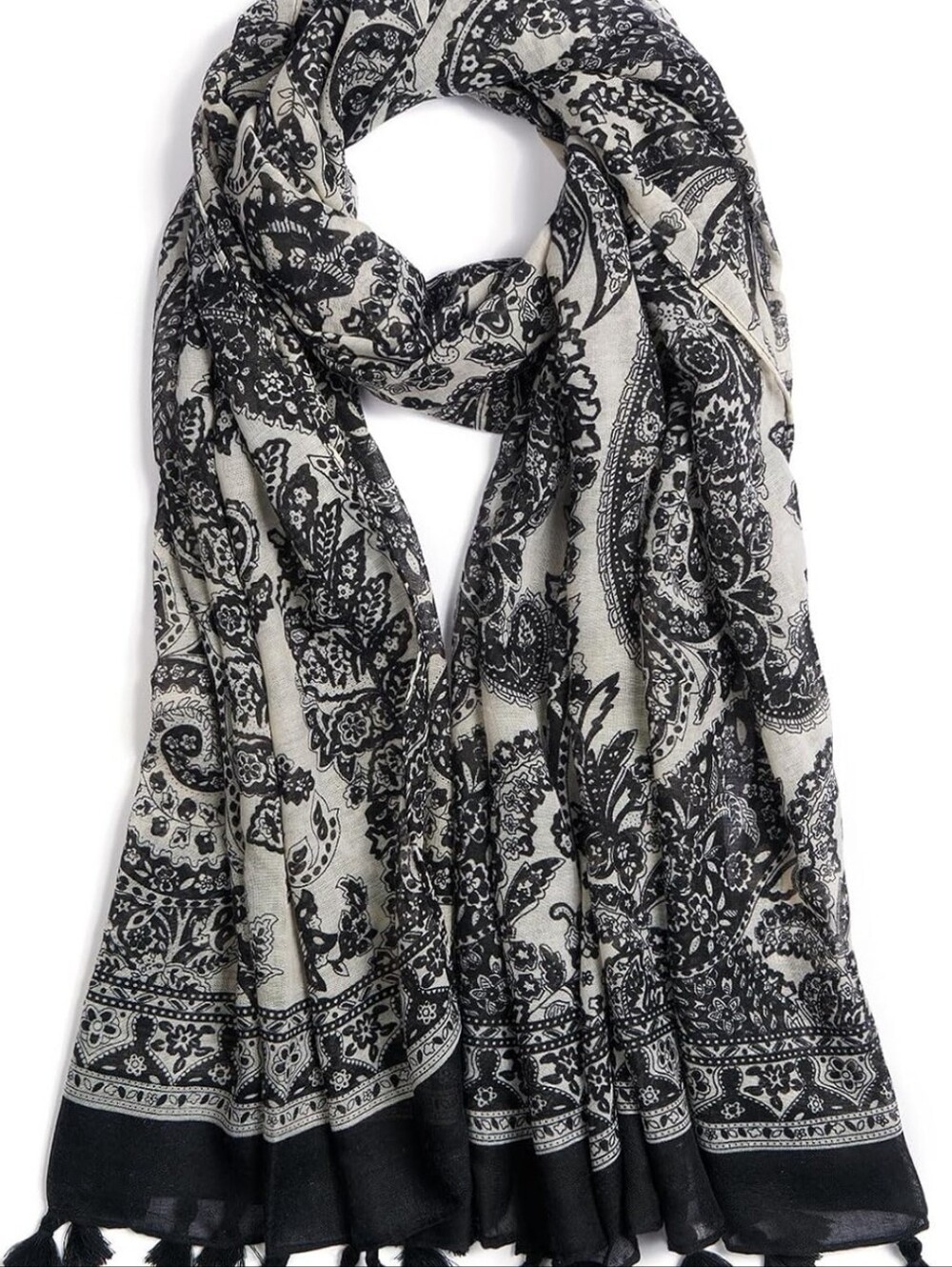 Black & White Paisley Scarf - Women Accessories